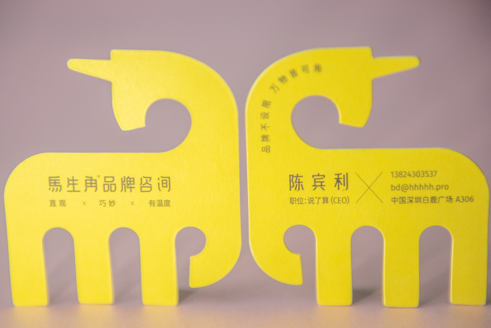 Bright yellow cards cut into playful animal-like silhouettes.